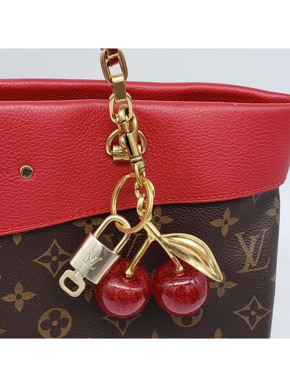 Louis Vuitton Gold Padlock 🔒 Key Set Authentic LV w/ Unbranded Cherry Keychain